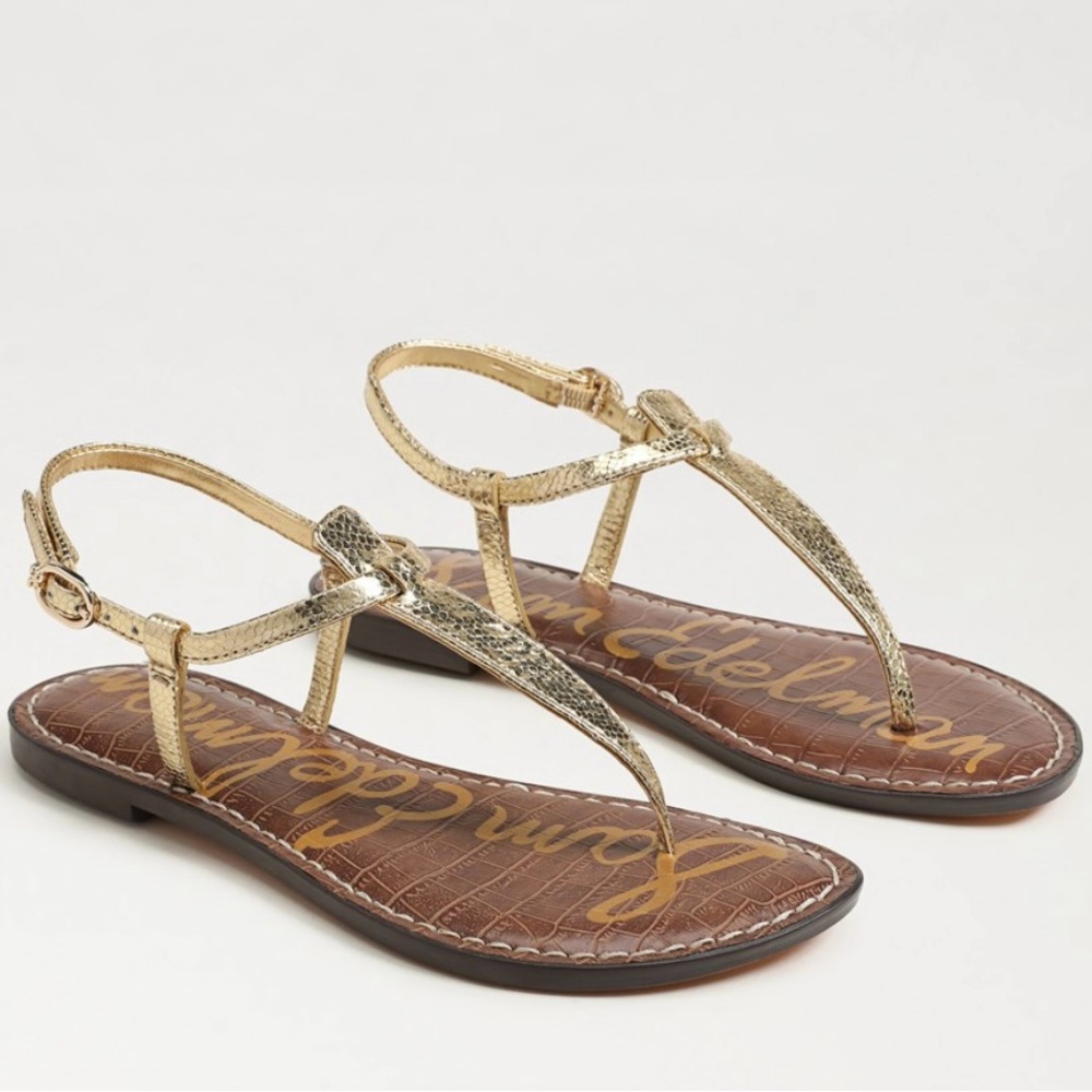 Sam Edelman Gold T-Strap Sandals